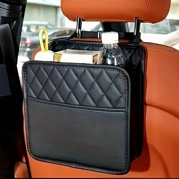 Universal Car Seat Organizer – Multi-Pocket PU Leather Hanging Storage Bag, Spacious Backseat Storage for Cars, SUVs, MPVs, Practical Interior Organizer, Black