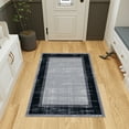 thumbnail image 2 of Ottomanson Non-Slip Area Rug for Living Room 3'3" x 5' Durable Low Profile Carpet, Gray/Navy Border, 2 of 11