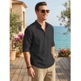 thumbnail image 5 of COOFANDY Men's Long Sleeve Cotton Linen Henley T-Shirt - Hippie Casual Beach Tee, 5 of 8