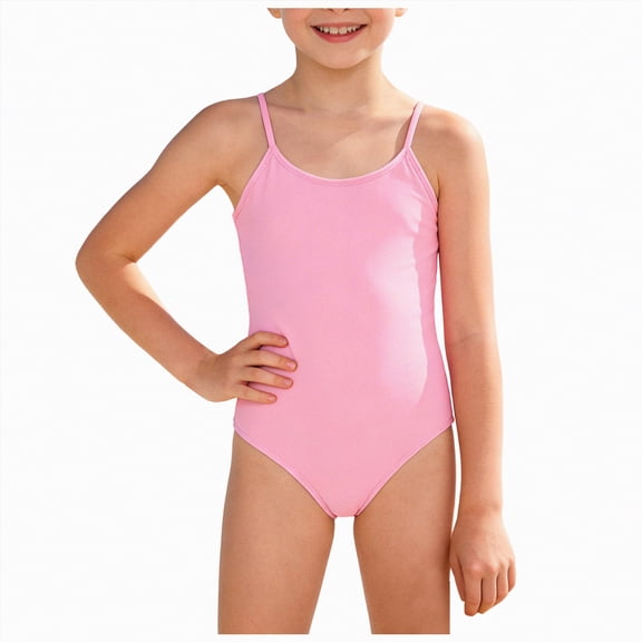 Linfrsh Girls One Piece Bathing Suit Girls One Piece Swimsuits Crossback Swimwear Beach Bathing Suit(Pink,11-12 Years)