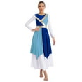 thumbnail image 3 of DPOIS Women Praise Dance Dress Sleeveless Liturgical Dancewear Worship Overlays Blue&Light Blue S, 3 of 7