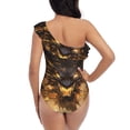 thumbnail image 5 of Honeii Cool Black Gold Dragon for women's one-piece swimsuit featuring a chic one-shoulder design experience elegance and style in the water-Large, 5 of 6