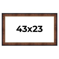 43x23 Frame Brown Walnut Gold Ornate Trim Solid Wood Plein Air Picture Frame | 3 Inch Moulding
