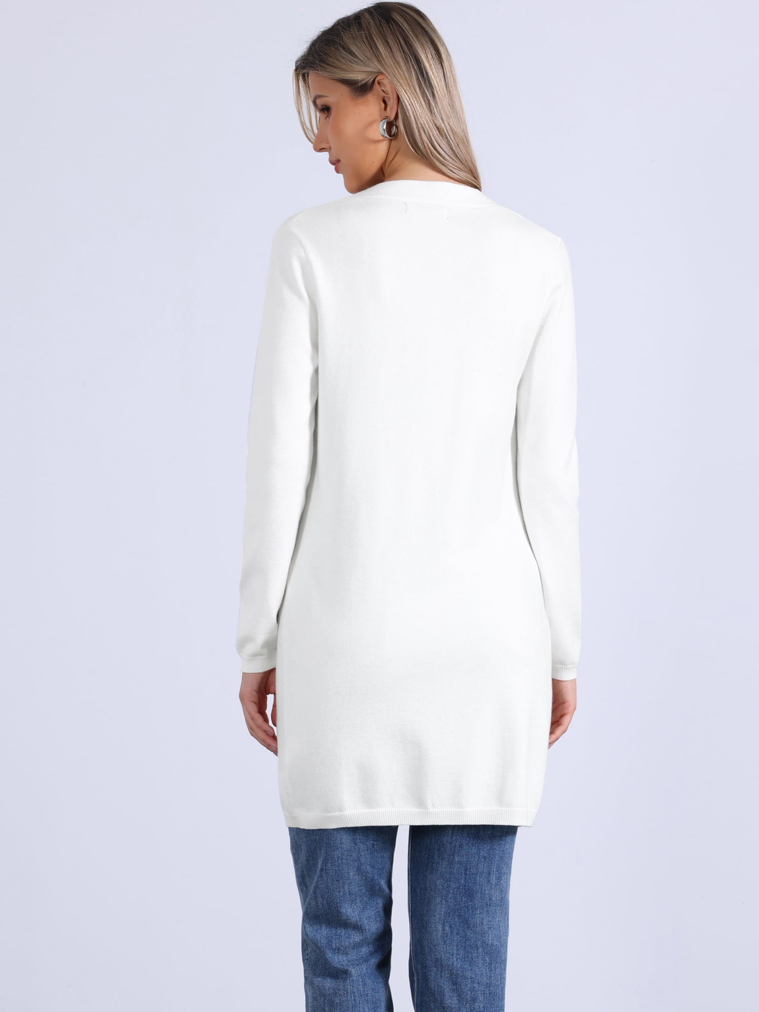 DARING DIVA Long Sweater Lightweight Knit Cardigans XS White