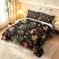 thumbnail image 3 of Homewish Boho Plant Mushrooms Quilt King,Vintage Botanical King Coverlet Set,Black,Black Reversible,3-Piece, 3 of 7