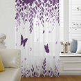 thumbnail image 6 of Purple Spring Botanical Sheer Curtains 84 Inches Long, Weeping Eucalyptus Butterfly Light Filering Curtains, Breathable Simi Curtain Privacy Drapes for Living Room Bedroom Window Treatment, 6 of 9