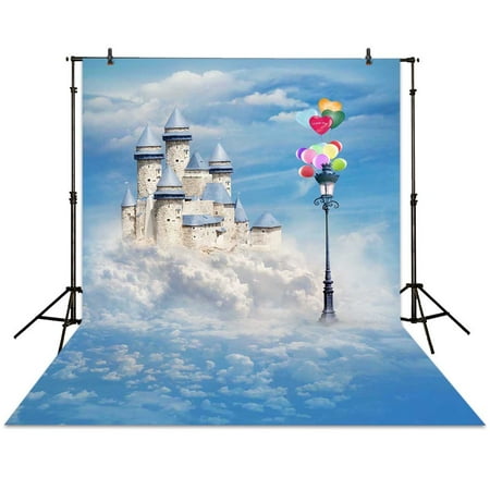Image of MOHome 5x7ft photography backdrops heaven princess castle shine cloud balloon sky background photocall photographic photo studio children