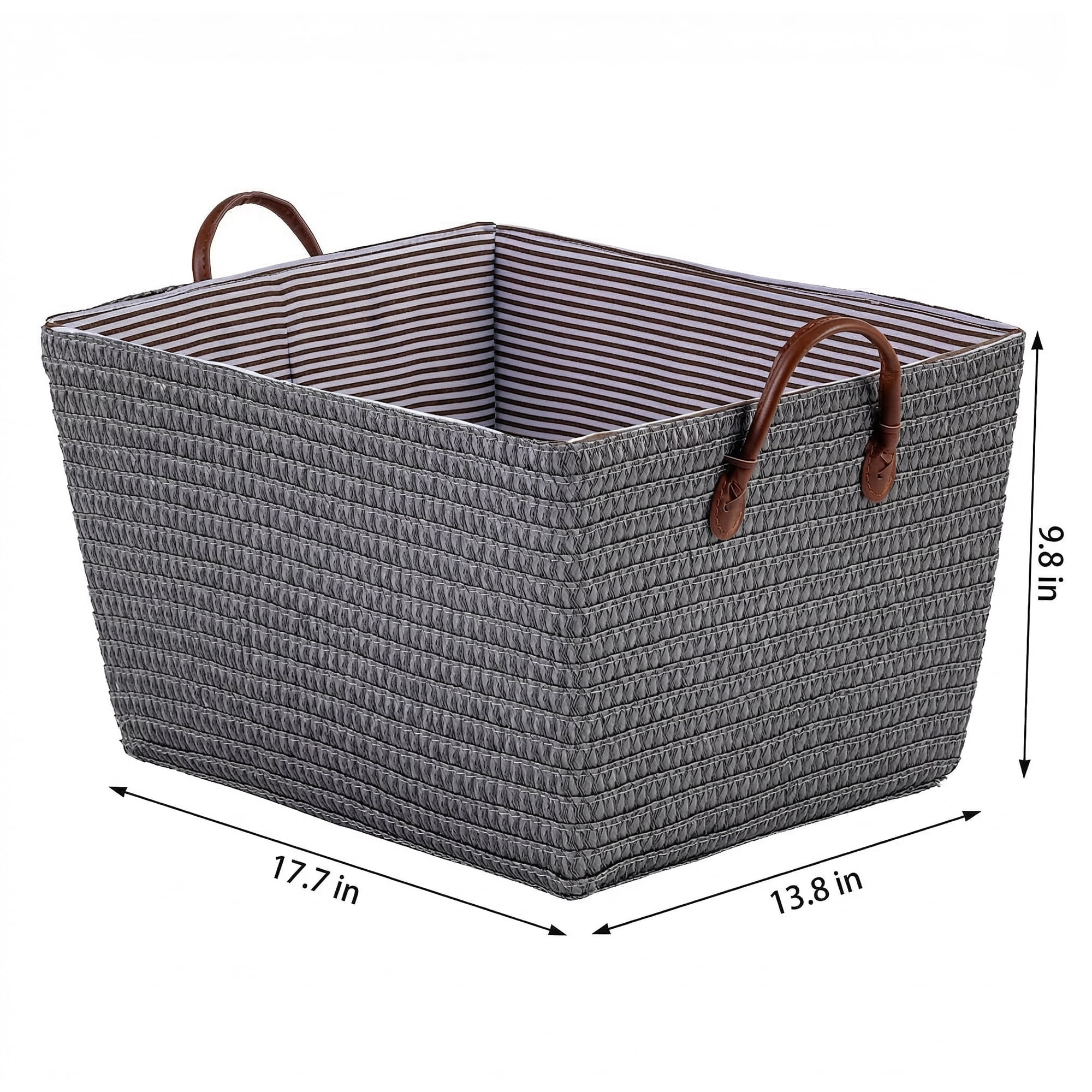 Unique Bargains Good-quality Woven Shelf Closet Storage Bin Grey 17.7*13.8*9.8in