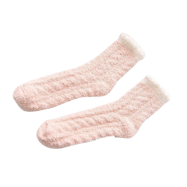 Sonducket Cálido invierno MiddleTube calcetines mujeres lindo elástico Coral terciopelo calcetines interior piso toalla calcetines transpirables Medias Rosa claro NO5