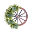 thumbnail image 2 of Gaiwos Wagon Wheel Wreaths 17.3 inches, Artificial Wreaths with Eucalyptus Leaves, Welcome Hanging Door Sign, Rustic Decor for Front Door Wall Farmhouse Outdoor, 2 of 8