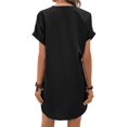 thumbnail image 3 of Summer Dresses for Women 2025 Casual Button V Neck Short Sleeve Tunics A Line Ribbed Mini T Shirt Dress Black XXL, 3 of 7