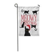 JSDART Red Cat Meowy Christmas Cute Furry Hat Many Pet Garden Flag Decorative Flag House Banner 12x18 inch