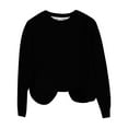 thumbnail image 4 of Women's Ribbed Knit Sweatshirt, Textured Crew Neck Pullover Top, Medium Weight Casual Long Sleeve Shirt for Everyday Comfort, Autumn and Spring Wear Black XXXL, 4 of 4