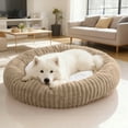 thumbnail image 3 of Orthopedic Donut Dog Bed with Removable Cover, Calming Round Pet Bed for Medium Dogs with Anti- Bottom, Washable Fur Cat Bed for Anxious Pets and Puppies, 3 of 4