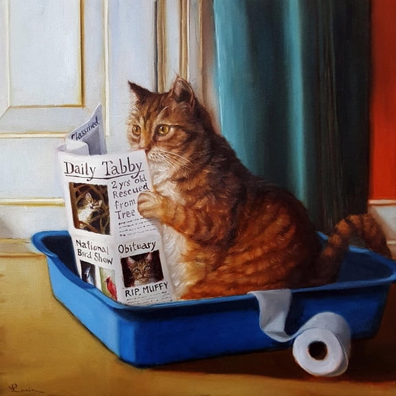 Art.com Kitty Throne Art Print by Lucia Heffernan, 16" x 16"