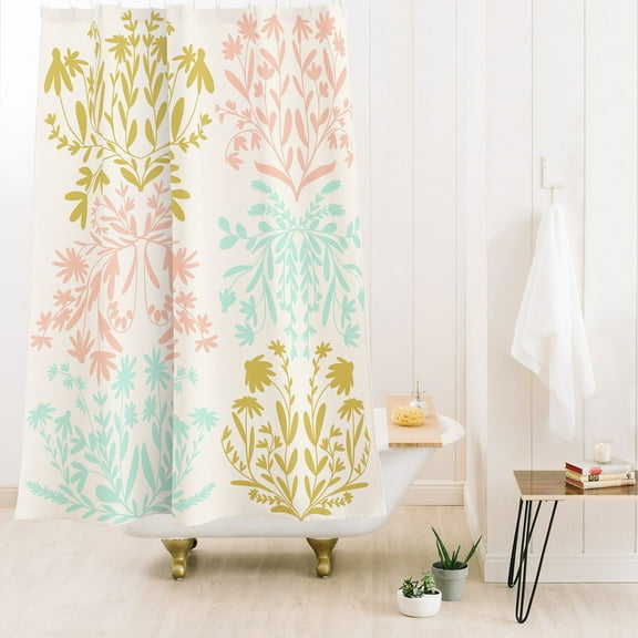 Society6 Lane And Lucia Pastel Wildflower Damask Shower Curtain 71" x 74"