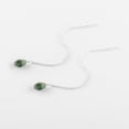 thumbnail image 3 of QNAVIC AA Green Emerald Crystal Pear Stone Threader Earrings for Women, Birthstone Handmade Anniversary Jewelry Gift for Mom, Silver Plated Threader Dangle Earrings, Birthday Gift for Her, 3 of 5