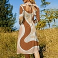 thumbnail image 5 of Abstract Earthy Tone Swirls Art Womens Summer Dress Tie Back A Line Flare Dress, 5 of 9