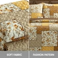 thumbnail image 4 of Lanco All Season Gold Floral 3 Piece Quilt Set Queen Size , An Array Of Tossed Flower Coverlet , Pillow Shams , Bedding Set, 4 of 7