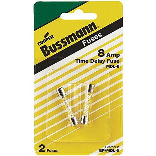 Bussman BP/MDL-8 8 Amp Glass Tube Time Delay Fuse 2 Count