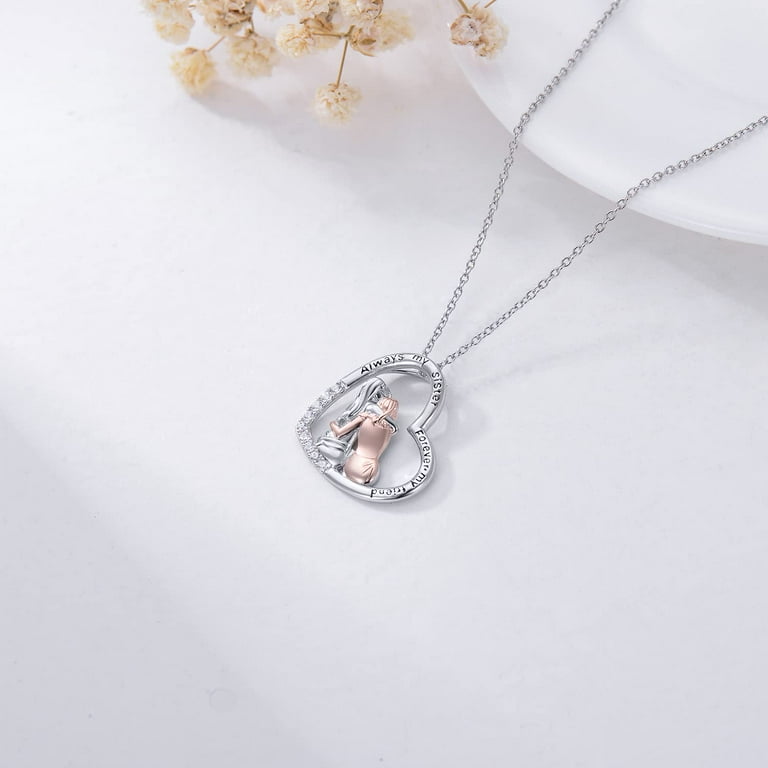 Diamond Pendant Always My Sister Forever My Friend Necklace BFF