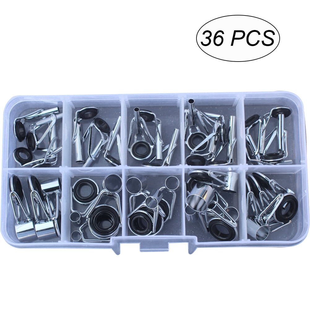 36 Pcs Fishing Rod Tips Repair Kit Fishing Rod Guides Stainless Steel