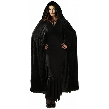 Velvet Hooded Cape Adult Costume Accessory Black - Standard