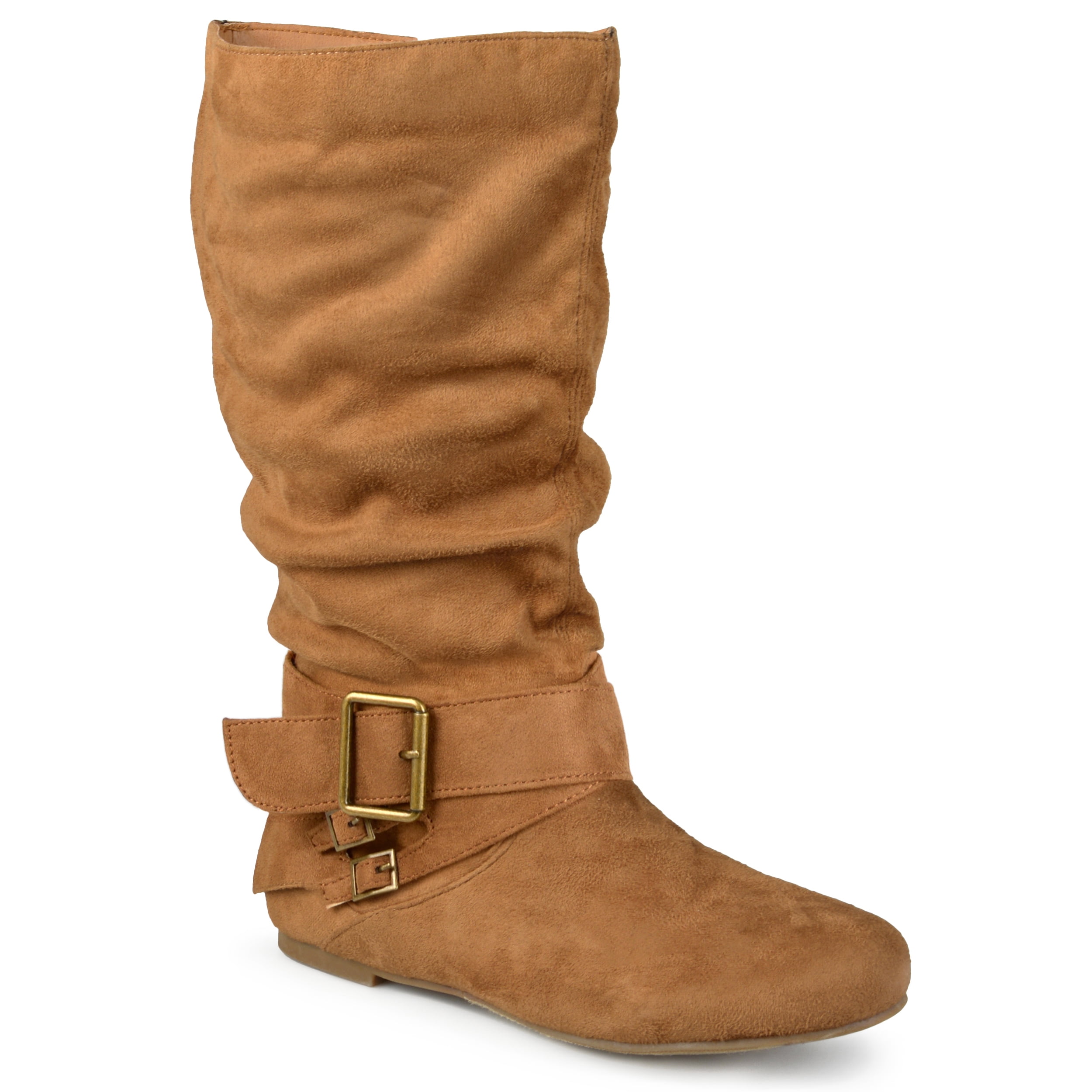 Brinley Co. - Brinley Co. Wide-Calf Buckle Mid-Calf Slouch Boots (Women's) - Walmart.com