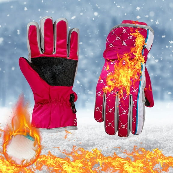 Kids Winter Gloves for Ages 5-9, Windproof Snow Mittens for Boys Girls, Outdoor Sports Gloves for Skiing Snowboarding Cycling