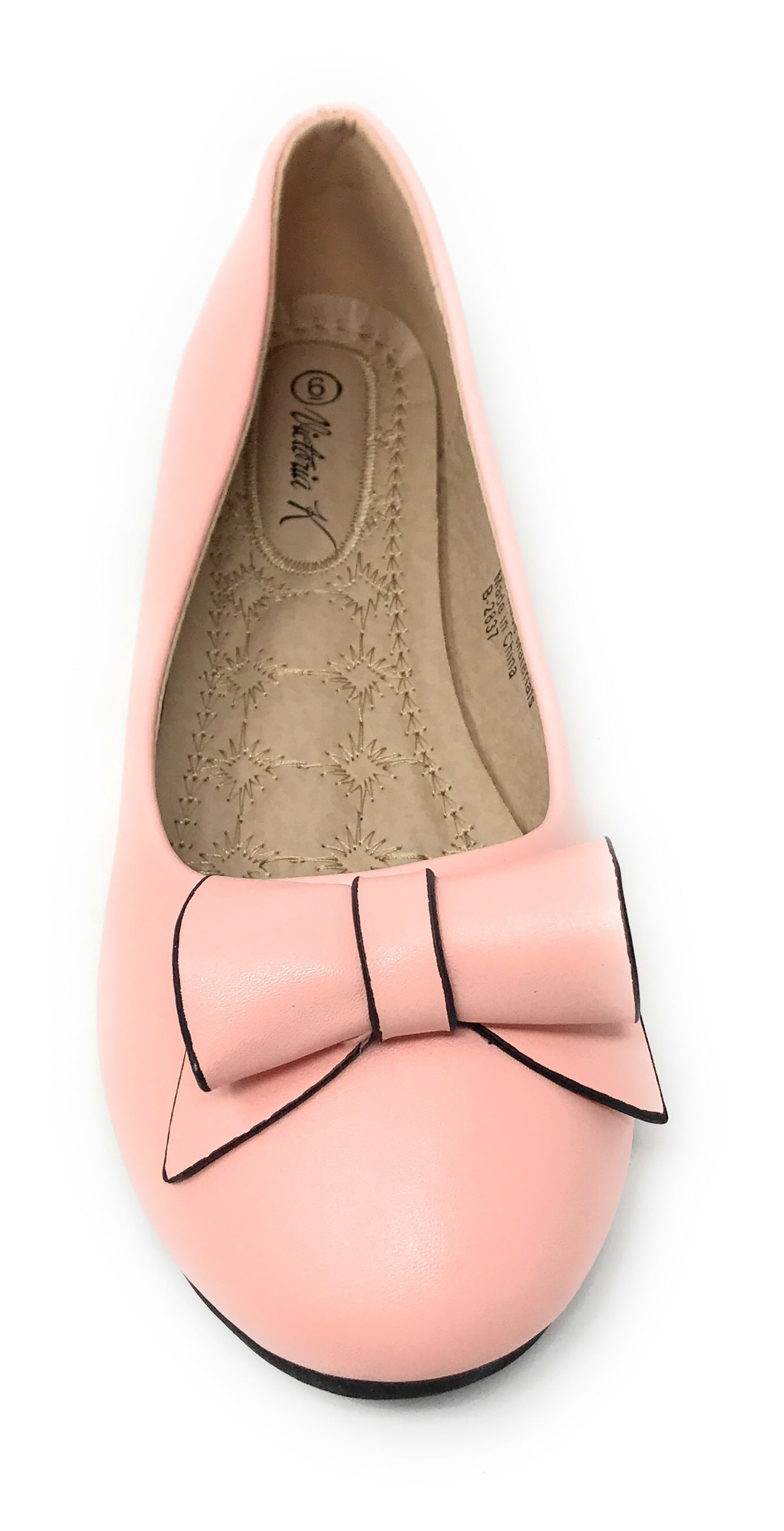 Victoria K Women's Faux Leather Roll Bow Ballerina Flats