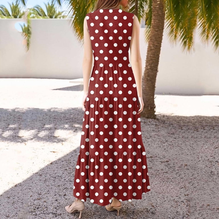 Summer Dresses for Women 2025, Fashion Women's Casual Printed V-Neck Pullover Sleeveless Pleated Irregular Dress(Red,L) - Walmart.com Summer Dresses for Women 2025, Fashion Women's Casual Printed V-Neck Pullover Sleeveless Pleated Irregular Dress(Red,L) - Walmart.com