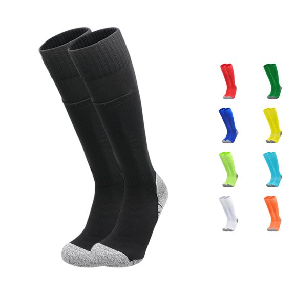 JCCXIN Toddler Kids Boys Athletic Socks Cotton Football Knee High Socks With Padded Guard Pocket Breathable Outdoor Sports Socks Skin-Friendly Home Everyday Wear,Black,8-12 Years