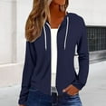thumbnail image 3 of Breezora Womens Lightweight Zip Up Hoodie 2025 Trendy Fall Outerwear Long Sleeve Casual Sweatshirt with Adjustable Drawstring XL Size Navy, 3 of 7