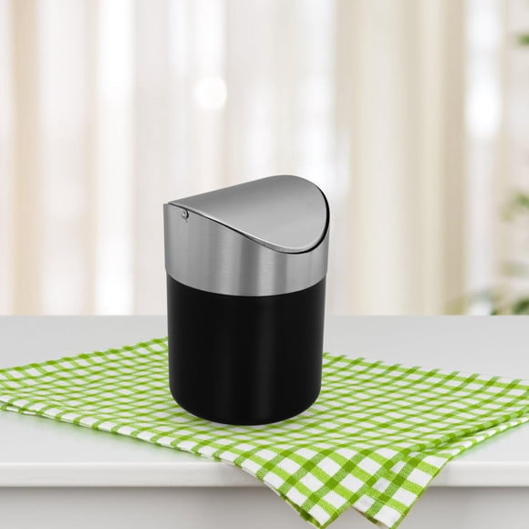 COMPUKAS Bote Pequeño Para Desperdicios Con De Acero Inoxidable Para Negro