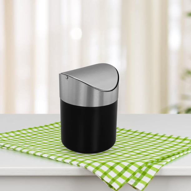 COMPUKAS Bote Pequeño Para Desperdicios Con De Acero Inoxidable Para Negro