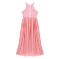 thumbnail image 4 of Eandarui Kids Flower Girl Floral Lace Dress Halter Neck Chiffon Long Junior Bridesmaid Dress Pageant Pink 16, 4 of 7