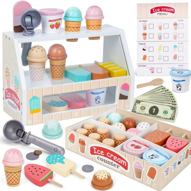 Set de juego Ice Cream Counter Melofaver Wooden para niños de 3 a 8 años