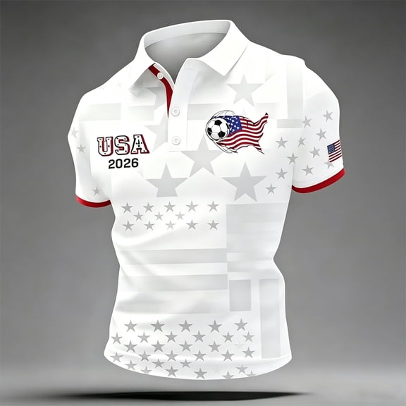 Men's USA Soccer Polo Shirt American Flag Short Sleeve Top Patriotic Football Jersey Comfortable Casual Wear for Game Day Independence Day Outdoor Events