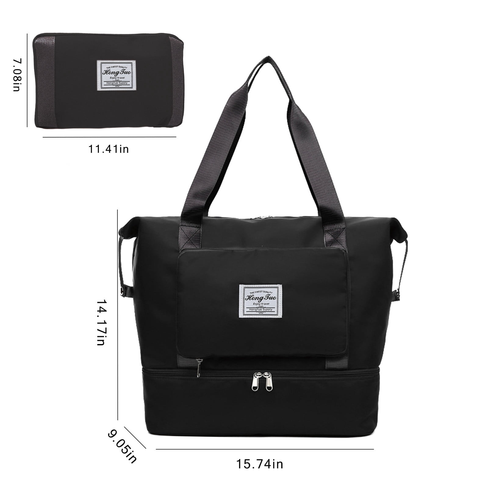 PAVEOS Sports Bag Gym Bag with Separate Shoe Compartment, Sports and Weekend Travel Bag, Men and Women's Large Capacity Lightweight Overnight Bag Small Gym Bag for Women Black