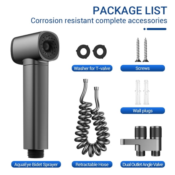 4Pcs Bidet Sprayer Kit for Toilet - Handheld Design, Stainless Steel Construction | Easy to Install for Toilet Cleaning & Cloth Diaper Spraying