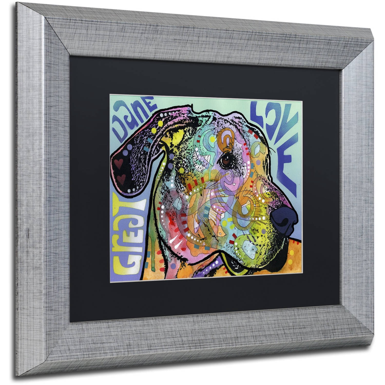Trademark Fine Art 'Great Dane Luv' Canvas Art by Dean Russo, Black Matte, Silver Frame