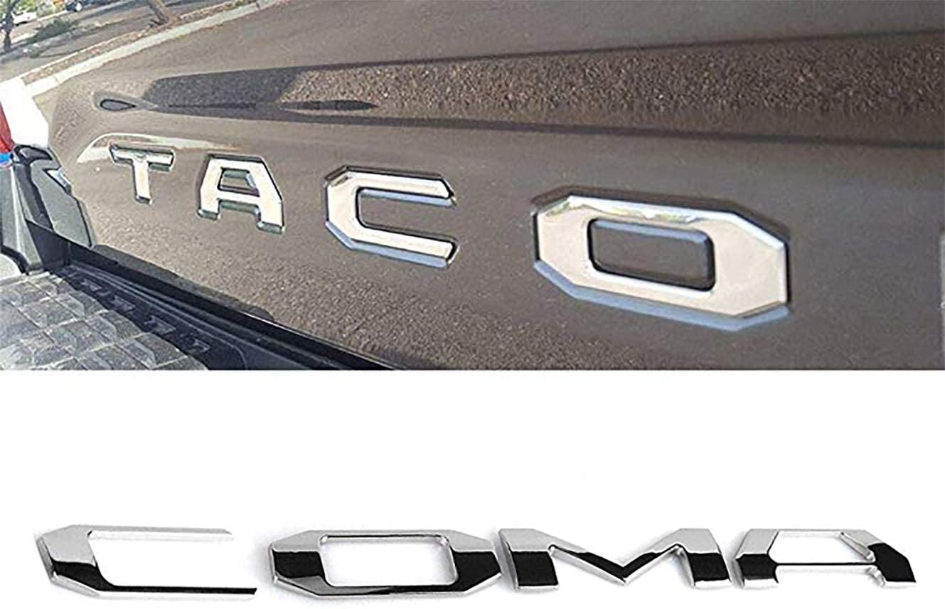 Matte Black Aukee Tailgate Letters for Toyota Tacoma 2016 2017 2018 Emblem Inserts 3D Raised Metal 