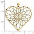 thumbnail image 2 of Auriga Fine Jewelry 14K Yellow Gold with White Rh Diamond-cut Large Filigree Heart Pendant (L- 39.5 mm, W-35.2 mm) for Women, 2 of 6