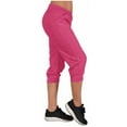 thumbnail image 4 of Wyobmus Capris Pants for Women Casual Active Sport Joggers Stretchy Solid Capri Workout Pants Elastic Hem 3/4 Sweatpants A-Hot Pink, 4 of 8