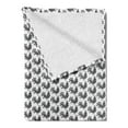thumbnail image 2 of Bird Soft Flannel Fleece Throw Blanket, Nature Inspired Russian Folk Pattern with Monochrome Squared Rooster, Cozy Plush for Indoor and Outdoor Use, 50" x 70", Charcoal Grey and White, by Ambesonne, 2 of 5