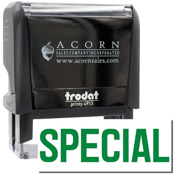 Large Self-Inking Special Stamp, Trodat Printy 4913, Press and Print Stamping, Impression Size 7/8" x 2-1/4", Up to 10,000 Impressions - Green Ink