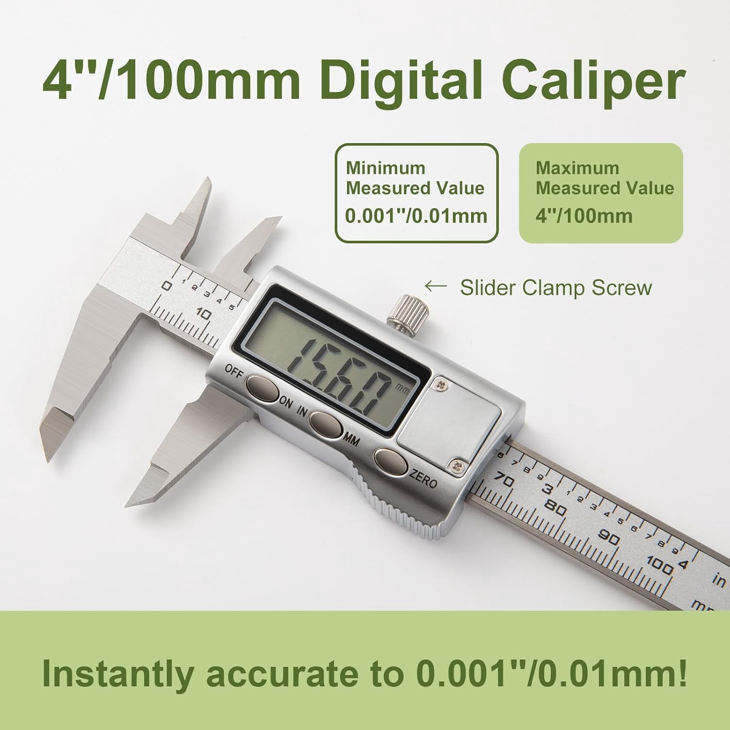 All-Metal Small Digital Caliper 0-4" Mini Measuring Tool, Micrometer Caliper with Auto-Off Feature, Interchangeable Between inches and millimeters for DIY/Household and 3D Printing