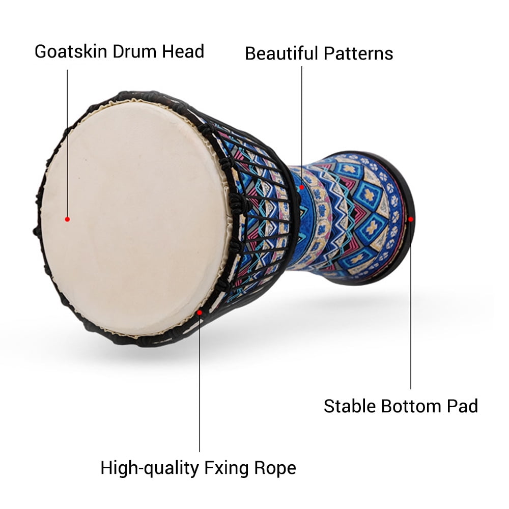 8-Inch African Djembe Hand Drum - Portable Percussion Musical Instrument with Colorful Art Designs