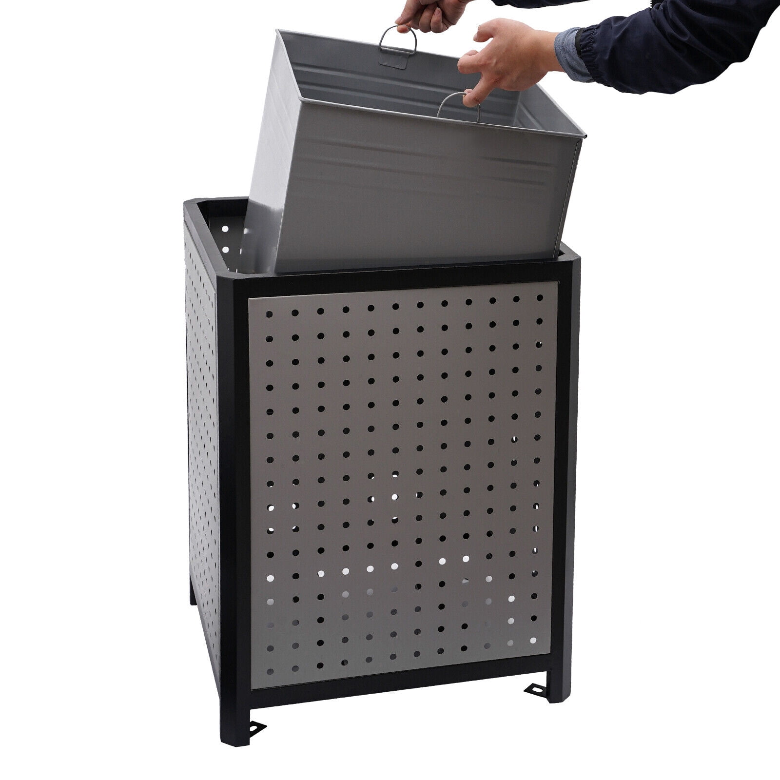 Miumaeov Commercial Trash Can with Lid 38 Gallon Outdoor Indoor Garbage Trash Can Waste Bin Trash Container with Removable Inner