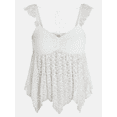 thumbnail image 5 of Madden NYC Floral Lace Babydoll Top with Flutter Sleeves, Sizes XXS-XXL, 5 of 5